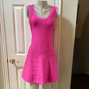 Herve Leger | Dresses | Herve Leger Paris Lipstick Pink Fit N Flare Dress  Med | Poshmark